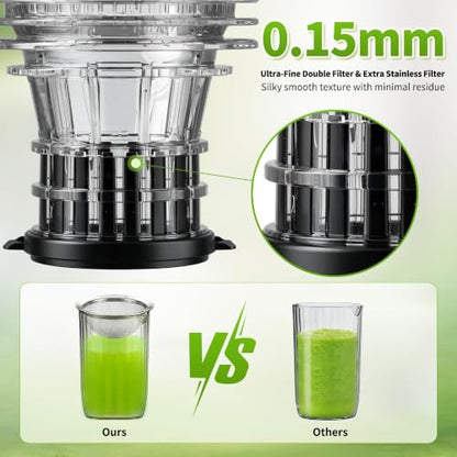 5ive Cold Press Juicer, 5.1 Inch Wide Chute Slow Masticating Extractor - color: Black Gray-1