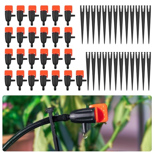1/4" Drip Irrigation Drippers with Support Stakes, 25 Set - color: 25set Drippers with Support Stakes