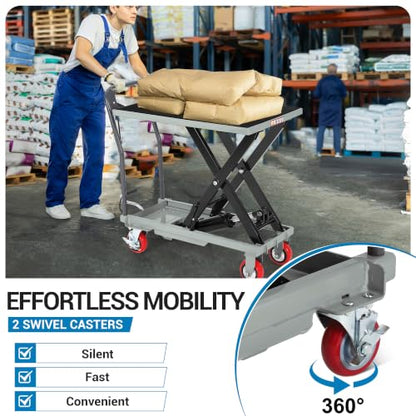 Garvee Hydraulic Lift Table Cart, 330LBS Capacity, Single Scissor, Gray - color: Gray, size: 330 LBS