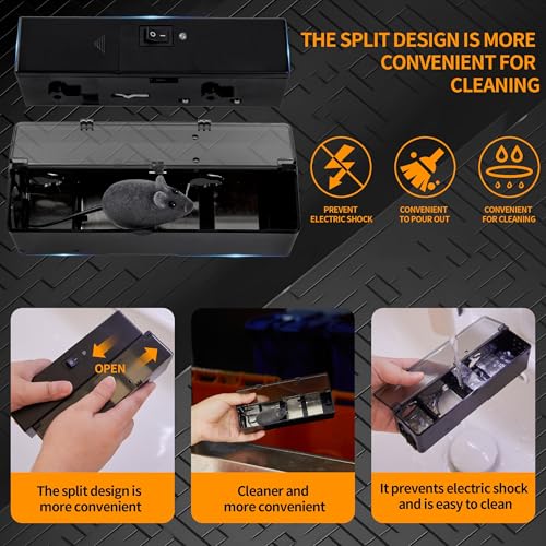 GSS Electric Mouse Trap,Smart Electronic Mouse Trap,Escape-Proof Design Mice Traps,Battery Powered with Alert Light - color: Black