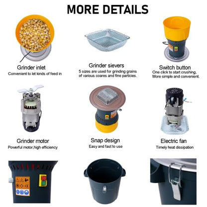 25L Grain Mill Grinder Electric Corn Grinder, Dark Gray - size: 25L