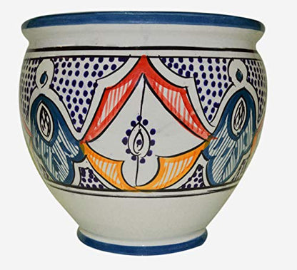 Flower Pot Moroccan Spanish Garden Drain Hole Ceramic Planter Handmade