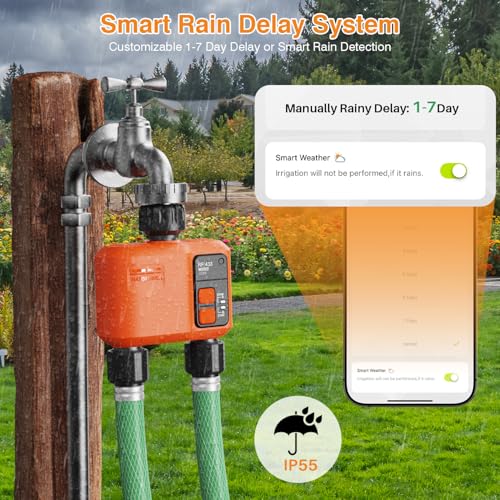 WiFi Sprinkler Timer 2 Zone, Smart Water Timer for Garden Hose Irrigation - style: 2 Outlet- 2pcs
