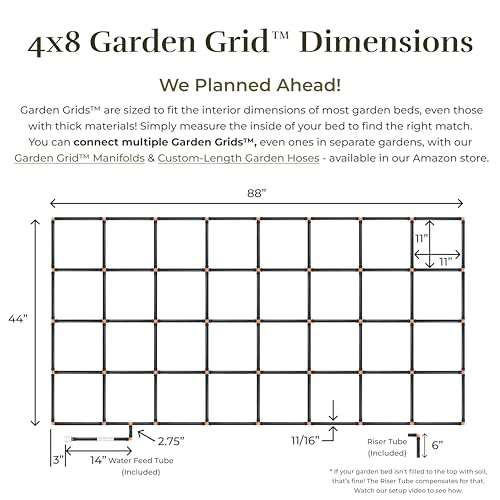 Garden Grid 4x8 | Irrigation System for Garden Bed Watering | Pre-Assembled - size: 4x8, style: Standard