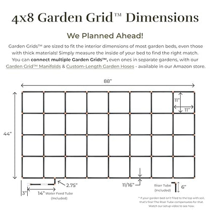 Garden Grid 4x8 | Irrigation System for Garden Bed Watering | Pre-Assembled - size: 4x8, style: Standard