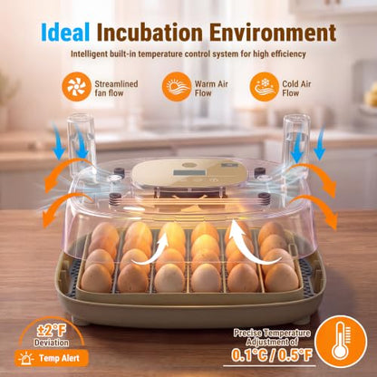 Premium 24 Egg Incubator with Smart Automatic Turner & Egg Candler - size: 24 Egg