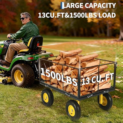 500 LBS Steel Garden Cart with Removable Sides & Liner - color: Black
