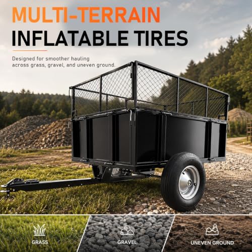 Heavy Duty 1500 lbs Steel Utility Trailer, Dump Quick Pull-Behind Yard Cart