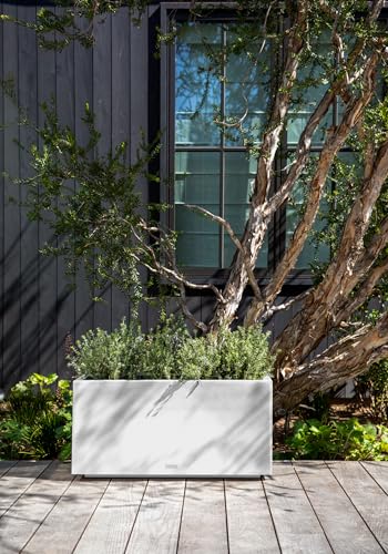 Veradek Block Series Long Box Planter - Rectangular Outdoor Planter - color: White, size: Medium - 2 Pack
