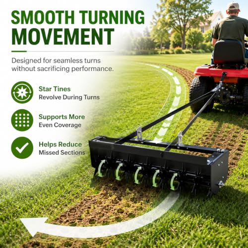 35-Inch Lawn Aerator Tow Behind with 8 Star Tines for Tractors and ATVs