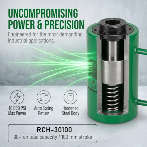 30T Hollow Hydraulic Cylinder Jack 4"(100mm) Stroke Hydraulic Ram - size: RCH-30100