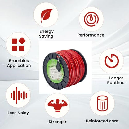 155" Square Commercial Trimmer Line 5LB Red 443FT Spool - size: 0.155"