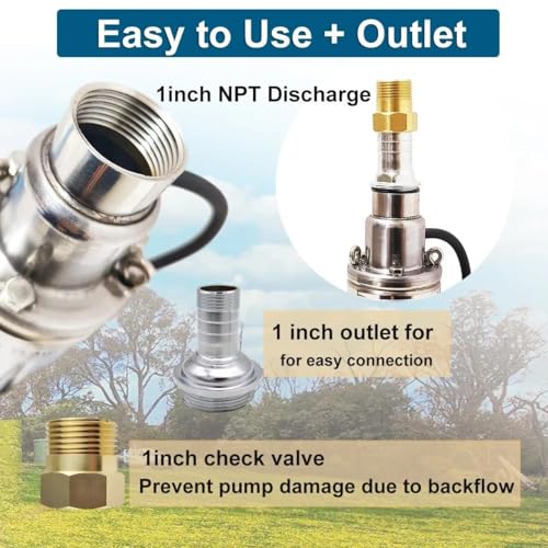 4" Deep Well Submersible Pump, 1HP 110V Deep Well Pump Submersible Water Pump for Industrial Irrigation and Home,33FT Power Cord, Screw Water Pump with Check Valve,Long Life - size: 4"-1HP-110V