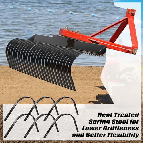 Blulu 12 Pack Rock Rake Tines 1" x 5/16" One Bolt Mount Replacement for Landscape Rakes Heat-Treated Clam Rake Tines for Clamming Yard Equipment Maintenance and Restoration