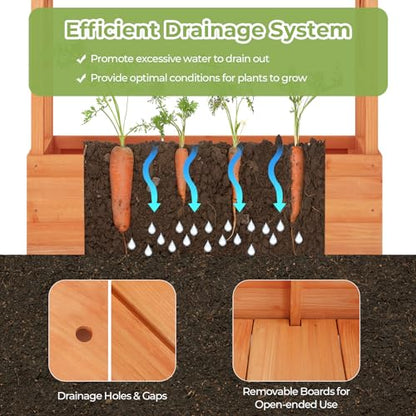 LDAILY Raised Garden Bed with Trellis, Above Ground Garden Bed with Hanging Roof, Side Trellis, & 4 Drainage Holes, Planter Box for Outdoor Climbing Plants Vines Flowers (1, 43.5"L x 17.5"W x 72"H) - size: 43.5" L x 17.5" W x 72" H