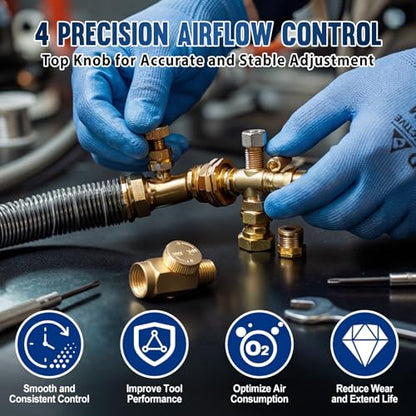 Tudomro 8 Pcs 1/4"npt In-line Air Flow Regulator, Heavy Duty