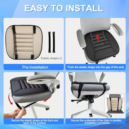 Car Seat Cushion, Driver & Office Comfort, 1.2'' Memory Foam, Black - size: Large