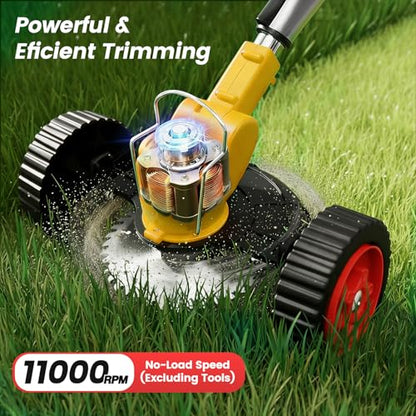 24V Electric Weed Wacker Edger Lawn Tool,2 2.0Ah Battery Powered Weed Eater - color: Cream