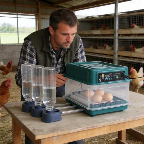 12 Eggs Incubators for Hatching with Auto Turning and Humidity Display