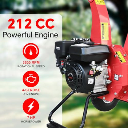 Wood Chipper Shredder Mulcher, 3-Blade Disc Cutter