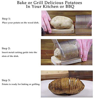Hasselback Potato Slicing Rack Cutter Onion and Tomato Slicing Rack Vegetable Cutter Practical Kitchen for Barbecue Cooking Gift for Cook Gift for Mather