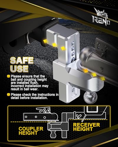 RENO Trailer Hitch (2.5" Receiver) - 8" Drop/Rise Adjustable Trailer Hitch - size: 2.5" Receiver x 8" Drop/Rise