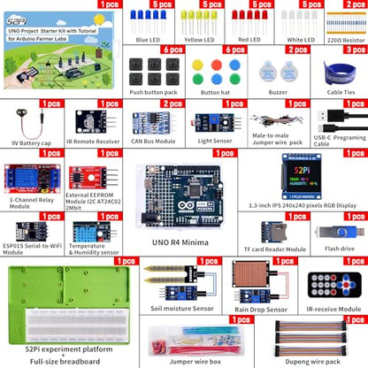 GeeekPi Ultimate Sensor Kit for Arduino UNO R4 Minima, Smart IoT & Basic Sensor Projects, for Smart Farm, Beginners and Engineers, Includes Various Sensors and Accessories