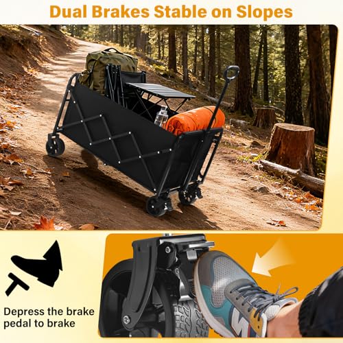 Wagons Cart Foldable, 500 lbs Collapsible Wagon with Wheels for Camping - size: 500 lbs