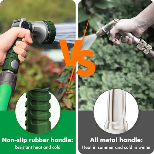RESTMO Heavy Duty Hose Nozzle, Metal Garden Water Hose Sprayer - color: Green