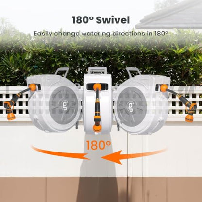 Giraffe Tools Retractable Hose Reel 1/2" x 65 ft Wall Mount Auto Rewind