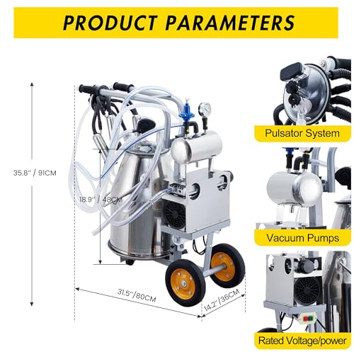 Cow Milking Machine Portable, 55KPA 15000 RPM Electric Milker Machine