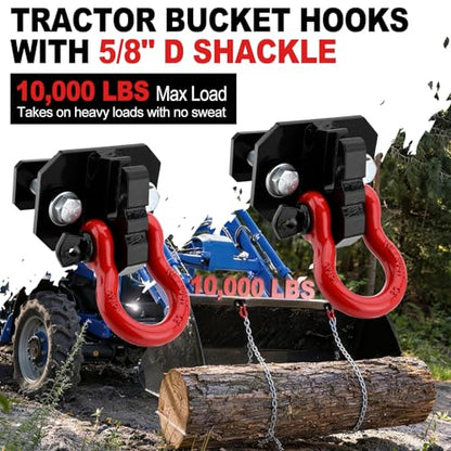 3/8" Tractor Bucket Grab Hook with 5/8" Tie Down D-Ring Shackle
