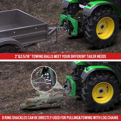 3 Point Trailer Hitch Receiver Quick Hitch Compatible for Cat.1 Tractors - color: Black