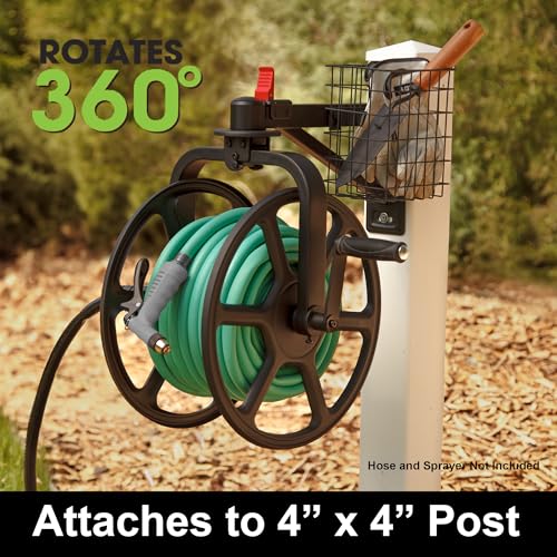 Liberty Garden Single Arm Navigator Hose Reel with Pull Up Latch, Black - style: Single Arm, Pull up Latch, Black