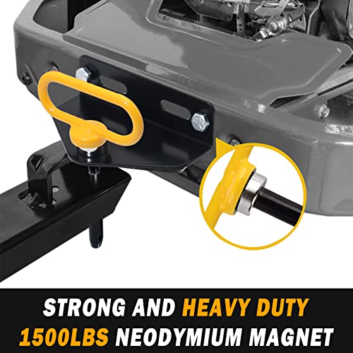 2 Packs Magnetic Hitch Pin, Lawn Mower Trailer Hitch Pins 1/2 Inch with Handle and Clip, Trailer Gate Pin for Mowers, Tractor Truck, Towing Cargo, ATV - Simple One Handed Hook On & Off（Yellow - color: YELLOW-2pc