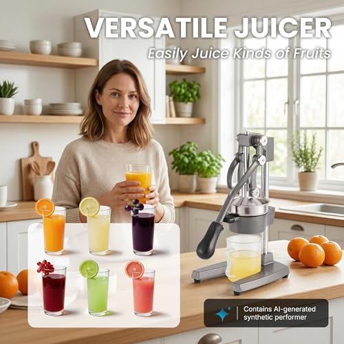 Cast Iron Manual Hand Press Juicer for Citrus & Pomegranate,Grey - color: Grey