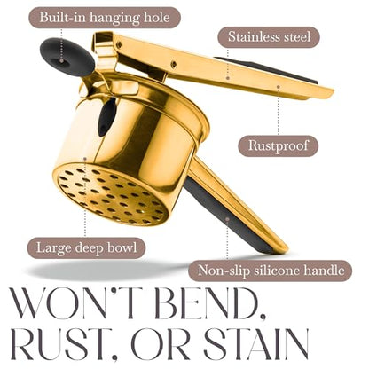 Bellemain Stainless Steel Potato Ricer Mashed Potato Masher, Gold - color: Gold