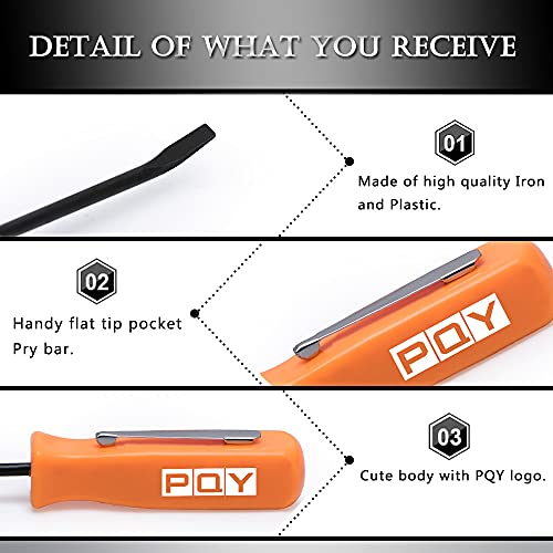 Mini Pocket Pry Bar with Pocket Clip 4.5" Length 3pcs (Orange) - color: orange