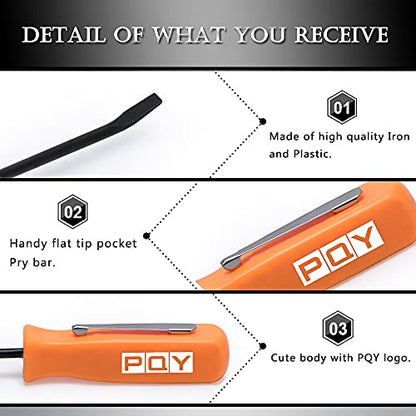 Mini Pocket Pry Bar with Pocket Clip 4.5" Length 3pcs (Orange) - color: orange