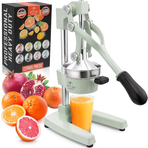 Zulay Kitchen Cast Iron Juicer - Heavy Duty Orange Juicer with Detachable Strainers for Easy Cleaning, Citrus Press for Citrus Fruits, Perfect for Bartenders, Juice Lovers & Health Enthusiasts - color: Eucalyptus Mint, size: Cast Iron Juicer