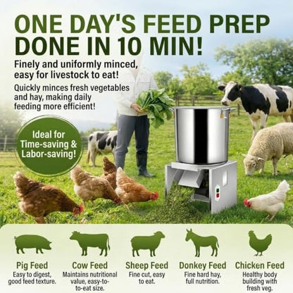 1800W Livestock Feed Chopper, Automatic Grass & Vegetable Shredding Machine