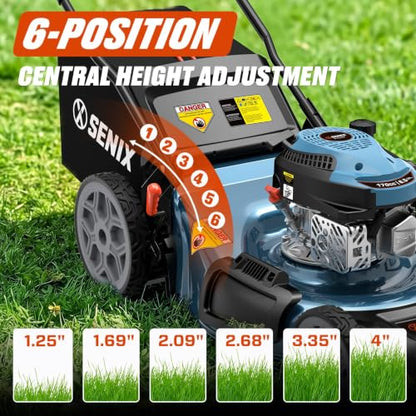 SENIX 22 Inch Self Propelled Gas Lawn Mower 170cc 4-Cycle RWD Mower
