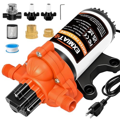 33-Series 110V AC Industrial Water Pressure Pump,4.0GPM 50PSI Self-Priming Water Transfer Diaphragm Pump with Pressure Switch Garden Hose Adapters for Irrigation RV Marine Boat Sprinkler Faucet - size: 110V-4GPM-50PSI