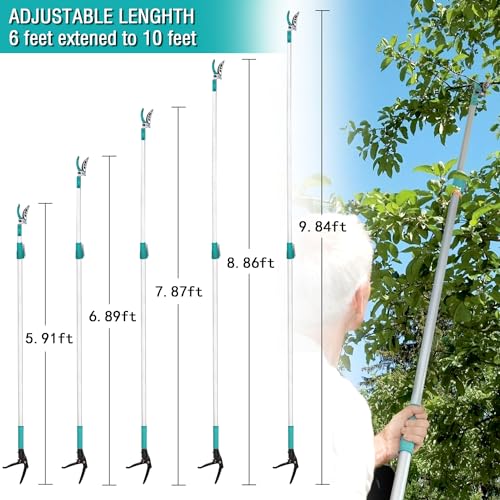 Altdorff Tree Pruner Extendable, Tree Trimmers Long Handle Pruner, Extra Length to 10ft, Telescopic Pole Pruner with Rotate Head, Smooth Clean Cut, Ideal For Removing High Branches and Fruit Picking