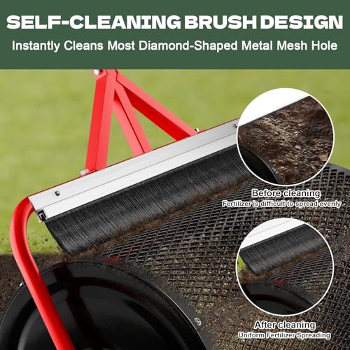 Compost Peat Moss Spreader with Brush Mesh Cleaner, 24 Inch Lawn Roller - size: 24 INCH