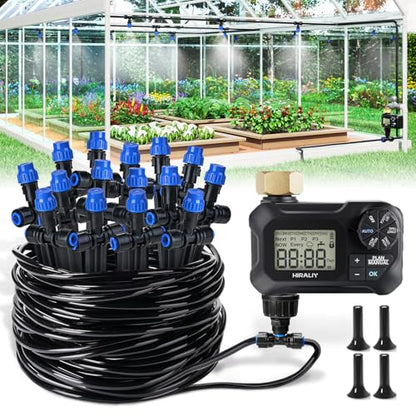HIRALIY 59FT Drip Irrigation Kit with Water Timer, Quick-Connect - size: 59 feet