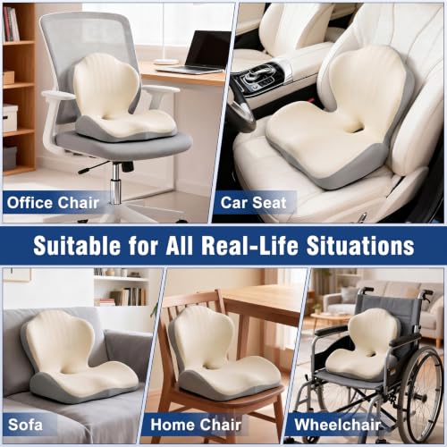Car Seat Cushion Office Chair Cushion with Lumbar Support Pillow - color: White Gray