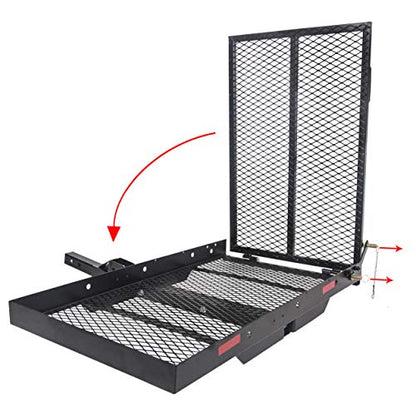ECOTRIC 46.2 X 26.8 X 38.7 Inch Hitch Cargo Carrier W/Ramp Foldable 500 Lbs