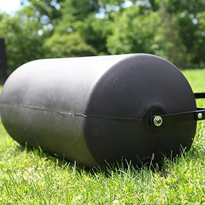 Brinly 270 lb. Combination Push/Tow Poly Lawn Roller with Easy-Turn Tethered Plug, 18 by 24" - Flat Black - color: Flat Black