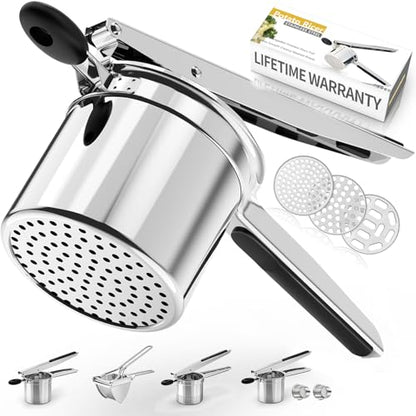SPEENSUN Heavy Duty Potato Ricer, 3 Interchangeable Discs, Stainless Steel